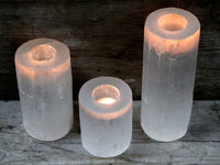 Selenite Cylinder Candle Holder - 20 Cm - Look How They Shine