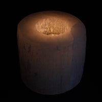 Selenite Cylinder Candle Holder - 8 Cm - Look How They Shine