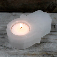 Selenite Hamsa Candle Holder - Look How They Shine