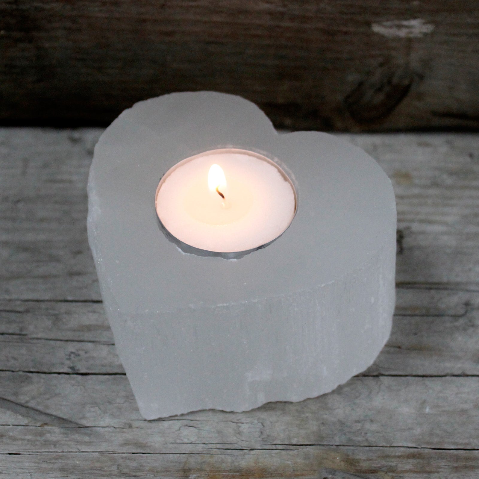Selenite Heart Candle Holder - Look How They Shine