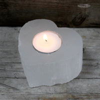 Selenite Heart Candle Holder - Look How They Shine