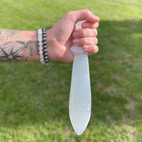 Selenite Lrg Ritual Knife - Spiral (25cm) - Look How They Shine