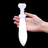 Selenite Lrg Ritual Knife - Spiral (25cm) - Look How They Shine