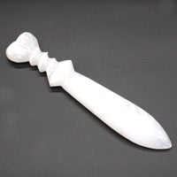 Selenite Lrg Ritual Knife - Spiral (25cm) - Look How They Shine