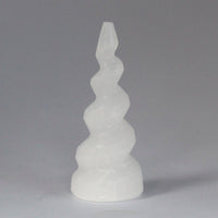 Selenite Spiral Unicorn Horn Tower - 10 Cm - Look How They Shine