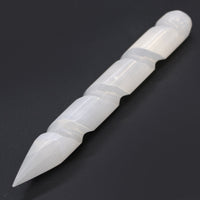 Selenite Spiral Wand - 16cm (Point One Ends) - Look How They Shine