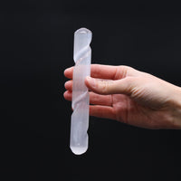 Selenite Spiral Wand - 16cm ( Round Both Ends) - Look How They Shine