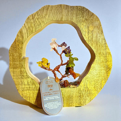 Seven Chakra Gemstone Tree Garden In Mango Wood Ring - Look How They Shine