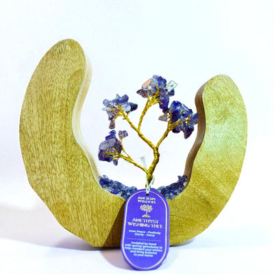 Amethyst Gemstone Tree Garden In Mango Wood Open Ring
