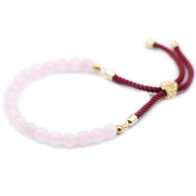 18k Gold Plated Gemstone Bordeaux String Bracelet - Rose Quartz